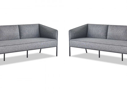 Ledersofas Textil 3-Sitzer Grau Edelstahl Modern Leder Couch Sofa-Set