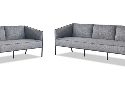 Moderner Sofa-Set 3-Sitzer 2-Sitzer Grau Textil Leder Edelstahl Couch