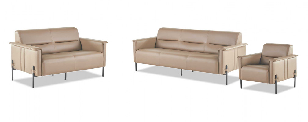 Sitzmöbel Beige Sofagarnitur Set 3-Sitzer 2-Sitzer Sessel Leder Modern
