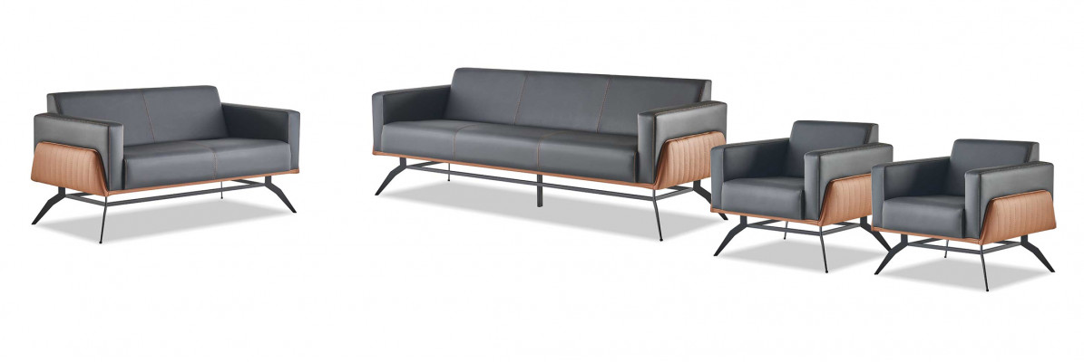 Ledersofas Schwarz Braun Sofa-Set 3-Sitzer 2-Sitzer Sessel Couch Komplett