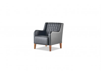 Lehnsessel Schwarz Sessel Leder Holz Modern 1-Sitzer Weiche Sitzmöbel