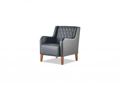 Lehnsessel Schwarz Sessel Leder Holz Modern 1-Sitzer Weiche Sitzmöbel