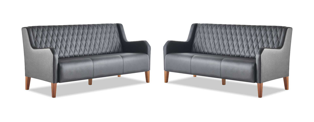 Sitzmöbel Modern Ledersofas Set 3-Sitzer Schwarz Sofa-Set Leder Holz