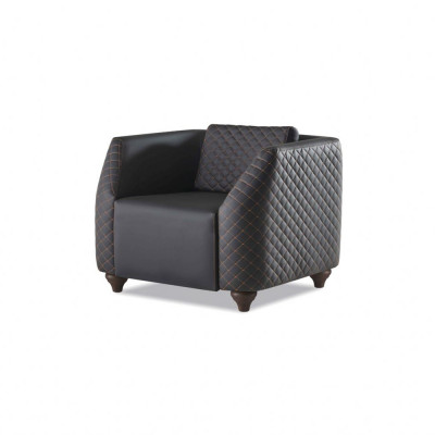 Ledersofas 3-Sitzer Sessel Schwarz Komplett Couch Modern Polster Kissen