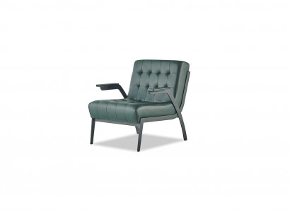 Sessel Grün Modern Design Edelstahl Leder Chesterfield Vielseitig Holz