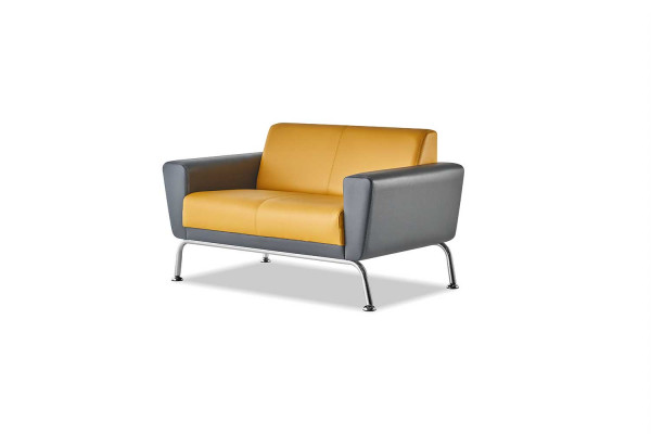 Ledersofas Gelb Grau Sofagarnitur Sofas-Set 3-Sitzer 2-Sitzer Sessel