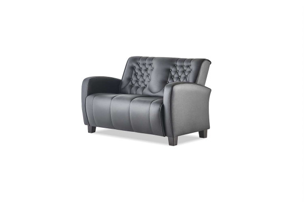 Sitzmöbel-Set Chesterfield Knöpfe 2-Sitzer Sofas Modern Schwarz Holz