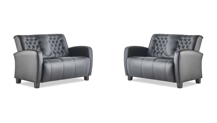 Sitzmöbel-Set Chesterfield Knöpfe 2-Sitzer Sofas Modern Schwarz Holz