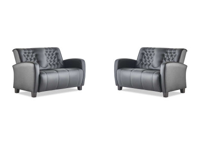 Sitzmöbel-Set Chesterfield Knöpfe 2-Sitzer Sofas Modern Schwarz Holz