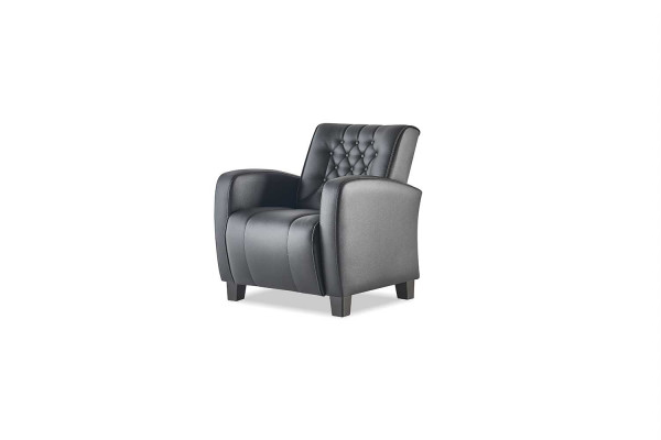 Sofagarnitur-Set 2-Sitzer Sessel Schwarz Chesterfield Modern Ledersofas