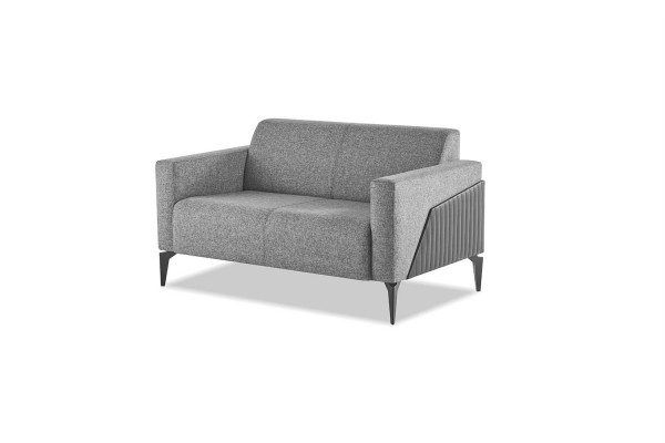 Sofa-Set Sofagarnitur 3-Sitzer 2-Sitzer Grau Leder Modern Couch Textil