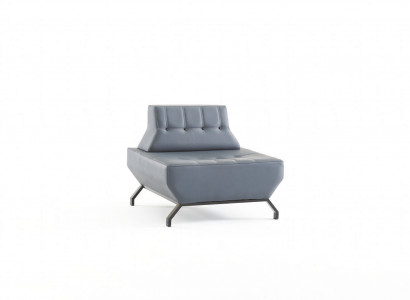 Sessel Leder Edeltstahl Art Deco Knöpfe Lehnsessel Grau Chesterfield