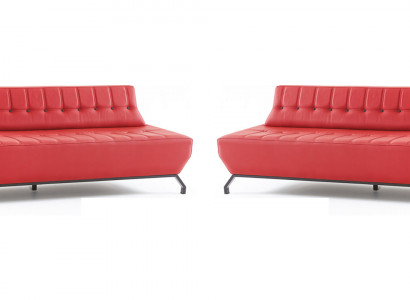 Sofa-Set Edelstahl Leder Chesterfield 2-Sitzer Sofas Leder Art Deco Rot