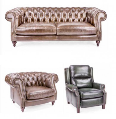 Polster Couch Sofa Klassik Chesterfield Neu Leder Sofas 3 Sitzer CHARLYNEW