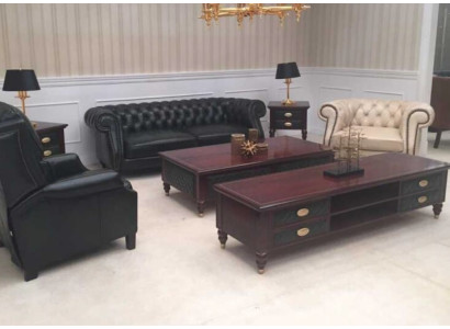 Polster Couch Sofa Klassik Chesterfield Neu Leder Sofas 3 Sitzer CHARLYNEW
