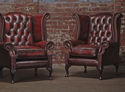 Echter Chesterfield  Ohrensessel Sessel Couch Sofa Polster Sitz Lounge Antik