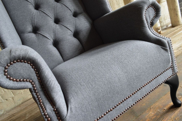 Ohrensessel Sessel Fernseh Design Polster Sofa Couch Chesterfield Textil Neu 364