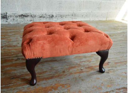 Hocker Sessel Fernseh Design Polster Fußhocker Chesterfield Textil Neu - 368