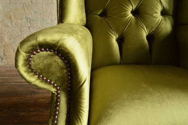 Ohrensessel Sessel Fernseh Design Polster Sofa Couch Chesterfield Textil Neu 343