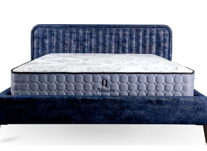 Bett Blau Doppelbett Schlafzimmer Holz Möbel Design Elegantes Polster Stoff Neu