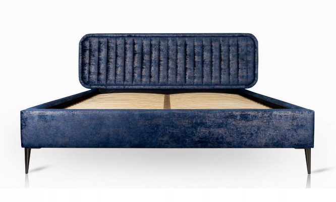 Bett Blau Doppelbett Schlafzimmer Holz Möbel Design Elegantes Polster Stoff Neu