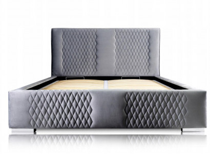 Bett Grau Doppelbett Modern Elegantes Bett Polster Stoff Schlafzimmer Modern Neu