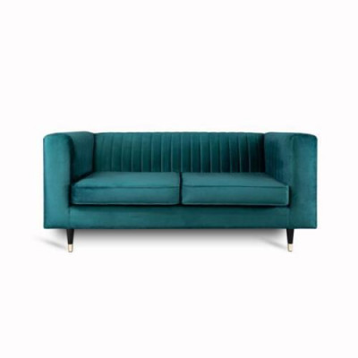Sofa 2 Sitzer Grün Elegantes Modern Luxus Design Holz Möbel Polster Stoff Neu