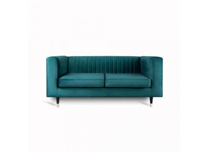 Sofa 2 Sitzer Grün Elegantes Modern Luxus Design Holz Möbel Polster Stoff Neu