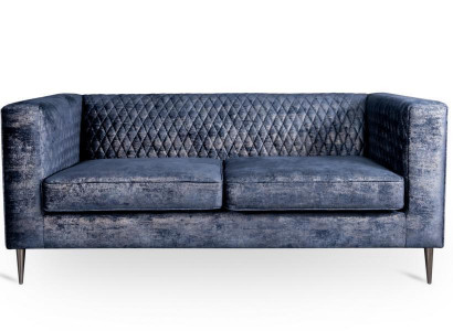 Sofa 2 Sitzer Blau Elegantes Modern Luxus Design Holz Möbel Polster Stoff Neu
