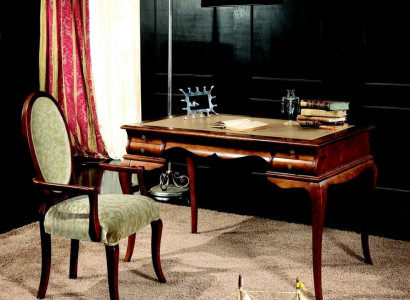 Holz Möbel Luxus Büro 2tlg Set Schreibtisch Sessel Italienische Tische Barock