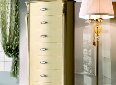 Italienische Holz Möbel Schicke Kommode 120 cm Hoch mit 7 Schubladen