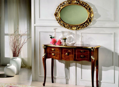 Holz Italienische Möbel Stil Barock Luxus Konsolentisch Spiegel Sideboard 2tlg Set Neu