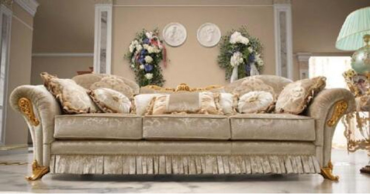 Sofa Design Dreisitzer Couch Polster 3er Sofas Zimmer Möbel Beige Couchen Stoff