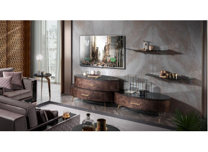 Design Wohnwand Sideboard 2x Wandablage rtv Kommode Anrichte 4 tlg. Set RTV