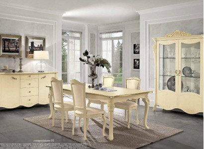 Vitrine Beige Schrank Esszimmer Bücherregal Möbel Massiv Holz Glasschrank Neu