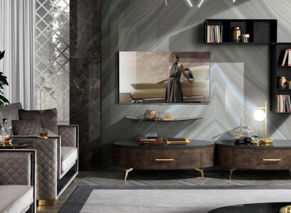 Wohnzimmer Regal Garnitur 4tlg. Design Wohnwand Schrank RTV Side Low Board
