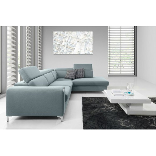 Designer-komfortables, weiches Ecksofa in exquisitem Blau für das Wohnzimmer