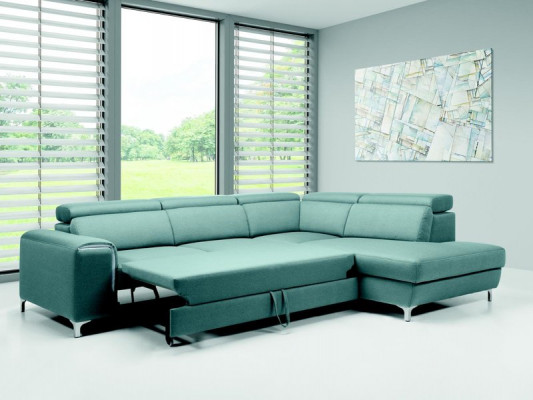 Designer-komfortables, weiches Ecksofa in exquisitem Blau für das Wohnzimmer