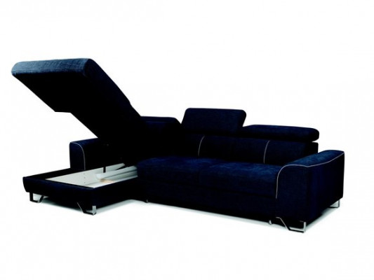 Stoff Sofa Couch Polster Eck Design Garnitur Blaue Wohnlandschaft Textil