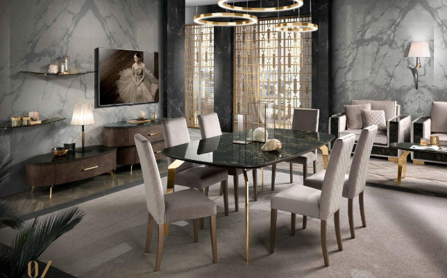 Esstisch Design Möbel Italien Luxus Esszimmer Tisch Esstische Marmor Edelstahl