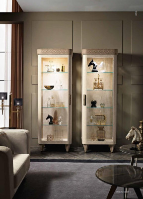 Vitrinen Glas Schrank Schränke Regal Holz Vitrine Design Modern Wohnzimmer Neu