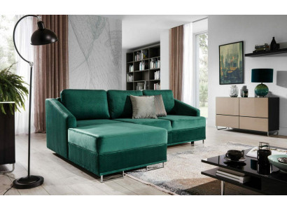 Luxus Ecksofa Couch - Smaragd Grüne Sofa Polster Eckgarnitur Bettfunktion neu