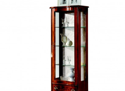 Luxus Holz Vitrine Brauner Schrank Glas Türen Design Anrichte Italienische Möbel