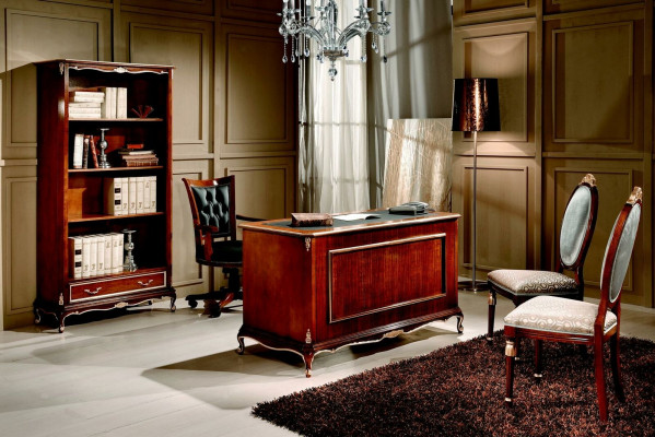 Holz Luxus Möbel Klassisches Bücherregal im Barock Stil mit 1 Schublade und Regalen