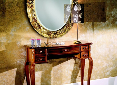 Italienische Möbel 2tlg Garnitur Sekretaer mit Spiege Holz Echtholz Barock Stil