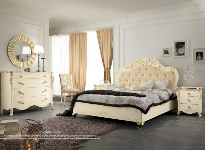 Bett Beige Holzbett Schlafzimmer Design Betten Italienische Art déco Italien Neu