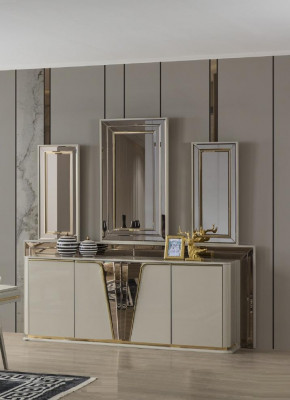 Luxus Essgruppe Esszimmer Esstisch Garnitur Stühle Essecke Beige 6tlg