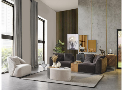  Sofagarnitur 4 Sitzer Sessel Viersitzer Sofa Modern Schwarz Stoff Neu