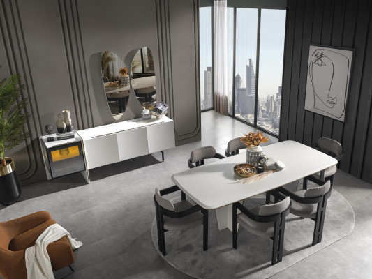  Esszimmer Garnitur Essgruppe Esstisch Luxus Stühle Essecke 5tlg Weiß