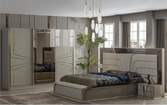 Luxus Kleiderschrank Holzschrank Schrank Schlafzimmer Schränke Beige